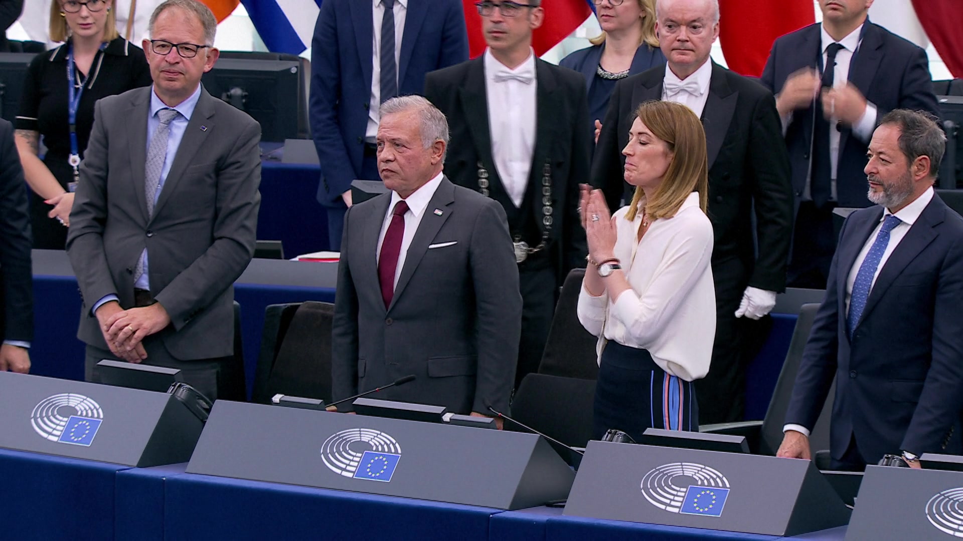 Formal sitting with ABDULLAH II, King of Jordan: arrival and meeting with Roberta METSOLA, EP President and extracts from the address